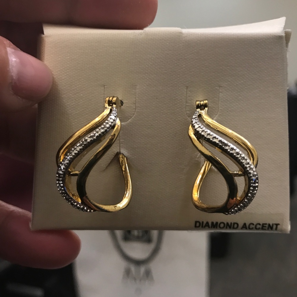 18K over brass with diamond accent earrings